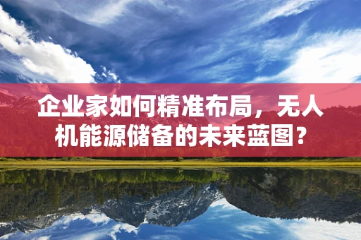 企业家如何精准布局，无人机能源储备的未来蓝图？